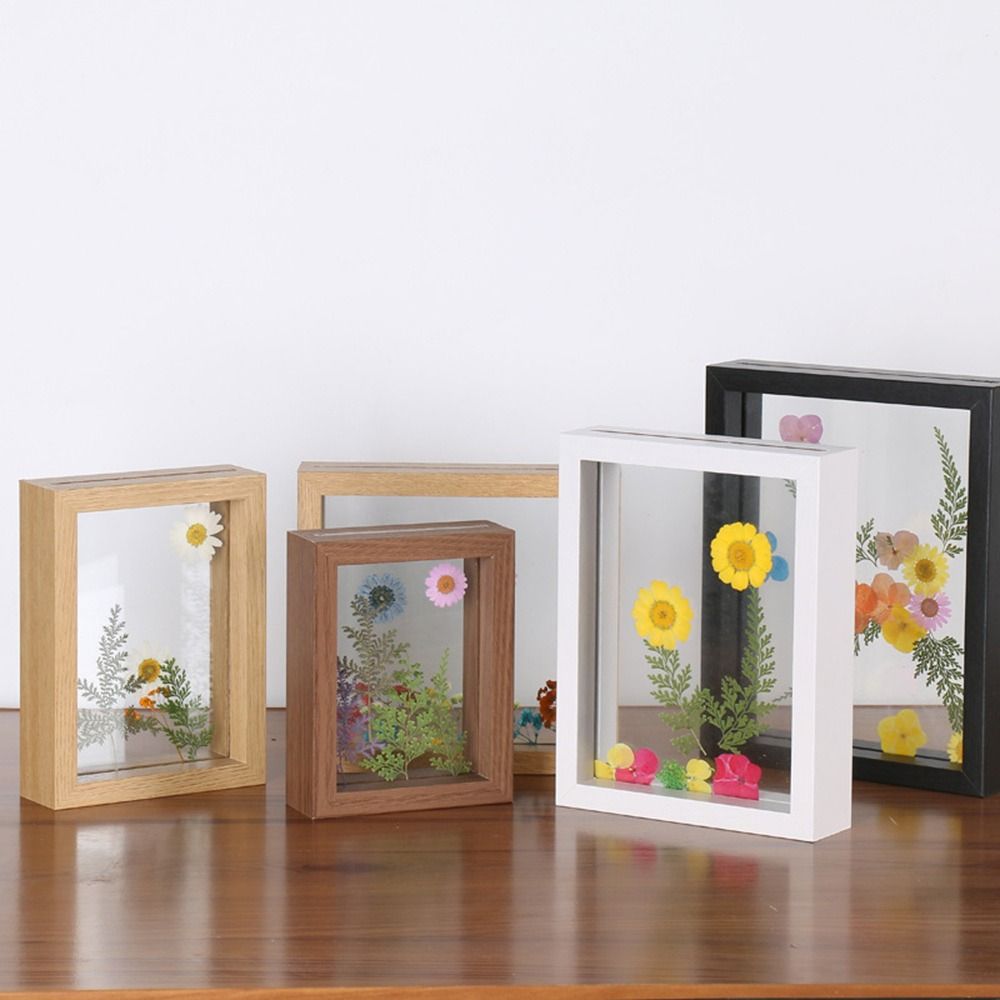 Bamboo Photo Frame - Wooden Glass Leaf Specimen Frame Transparent