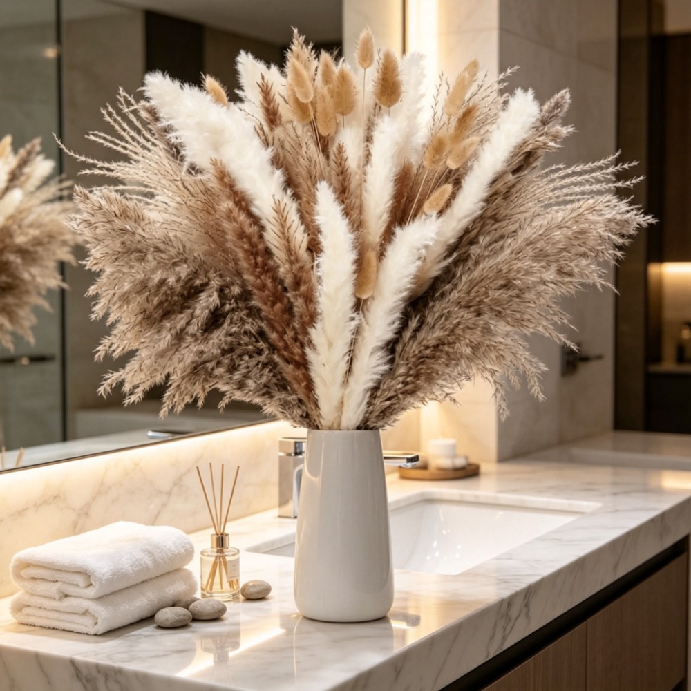 Dried Flowers Brown White Pamp - Pampas Grass Decor review and price